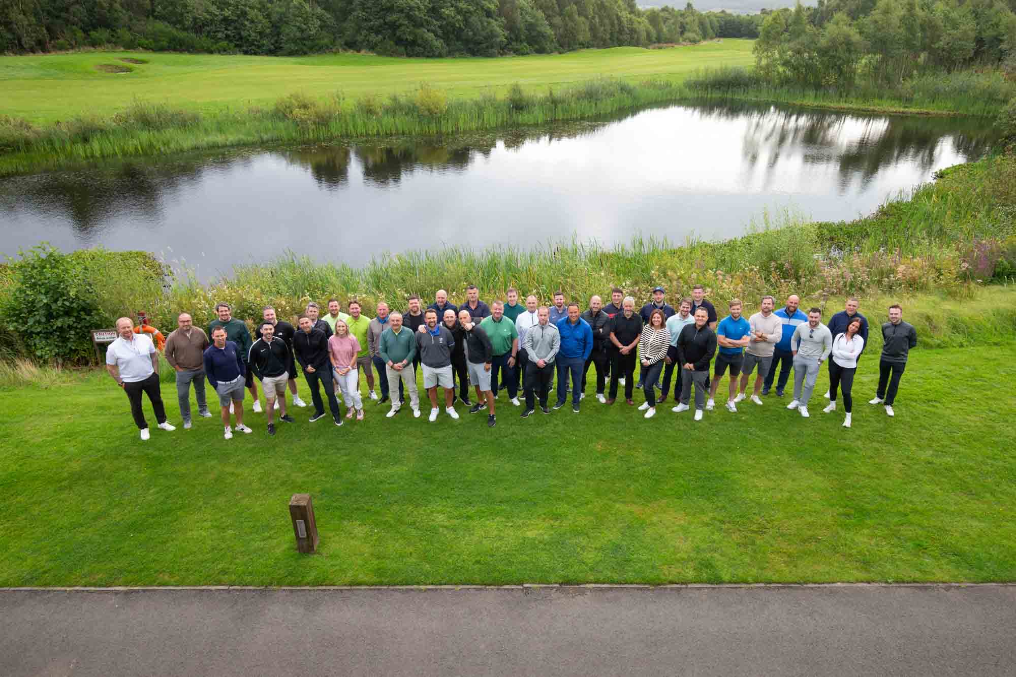 Large corporate group photography at Scottish golf venue
