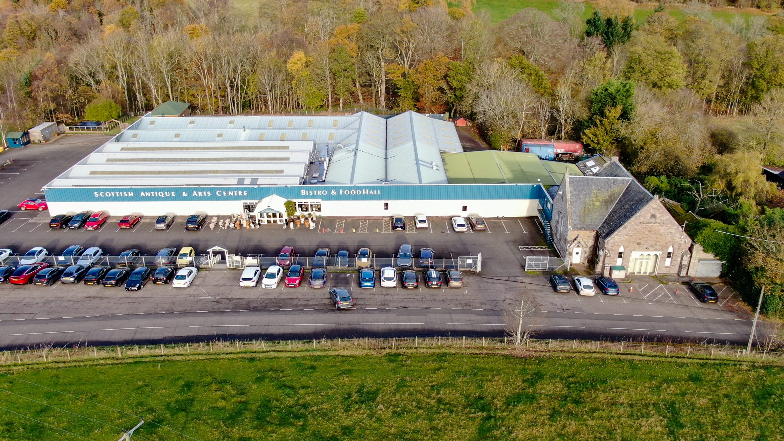 Large-scale retail complex aerial photography Scottish Arts Centre